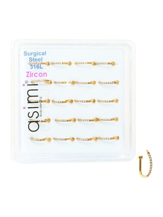 Asimi Body Piercing Falscher Nasenpiercing-Stecker aus vergoldetem Stahl
