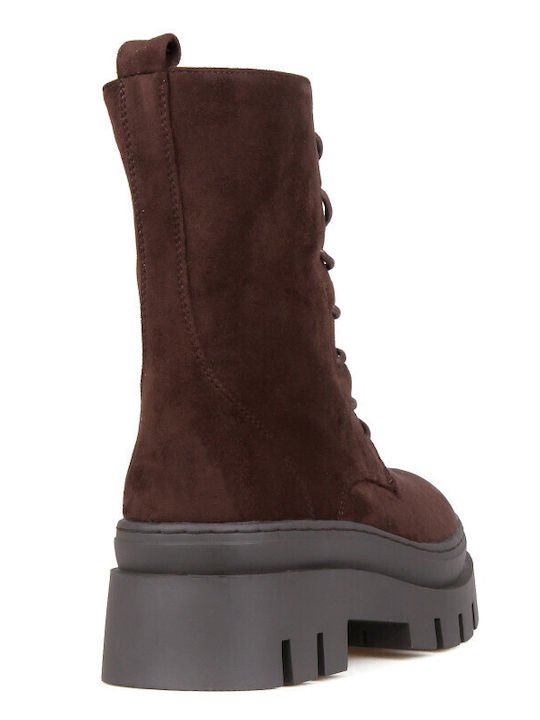 Suede Women's Brown Combat Boots