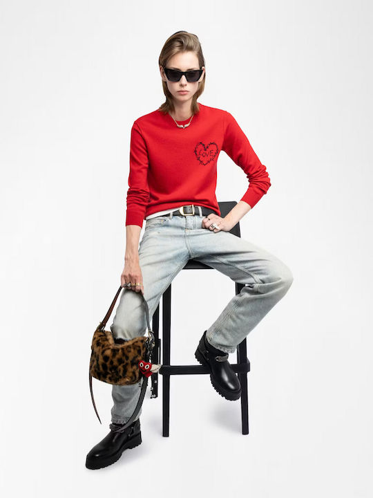 Damen-Flap-Tasche aus Fell in Tabakbraun