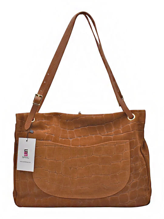 Set Geantă de Umăr / Crossbody din Piele pentru Femei din Suede, Tabac