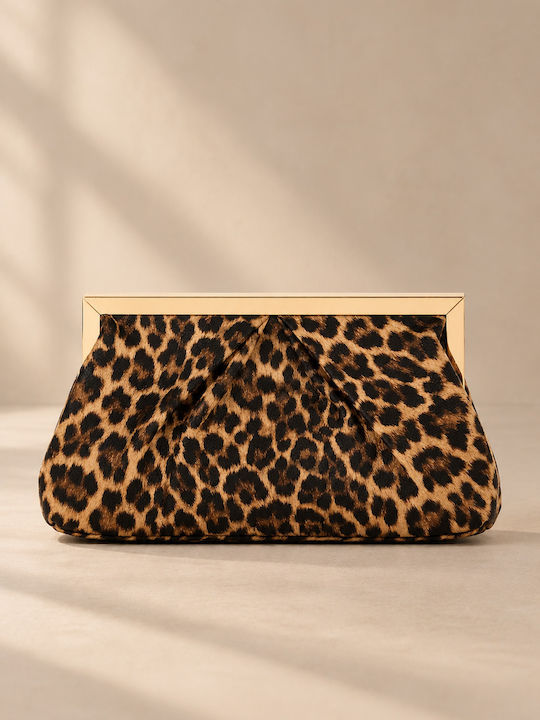Clutch Mit Animal-Print Und Metallrahmen