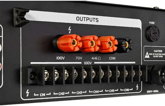 2350BC Integrated Single-Channel PA Amplifier with 6 Zones 350W/100V with Cooling System and USB/FM/Bluetooth Connections