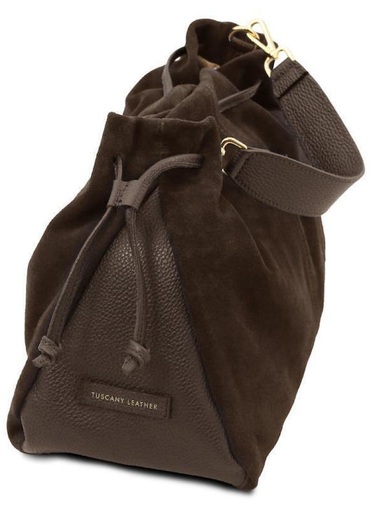 Δερμάτινη Γυναικεία Shopper Τσάντα Suede Καφέ