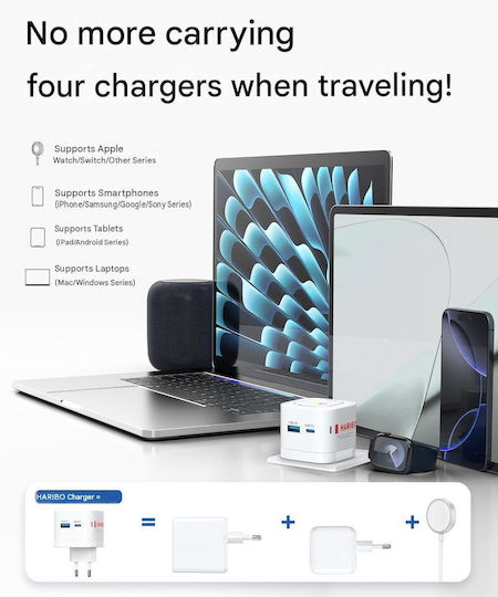 Haribo Stație de Încărcare GaN cu Port USB-A și Port USB-C 65 W Quick Charge 3.0 în Culoare Roșie (X002FIF2DD)