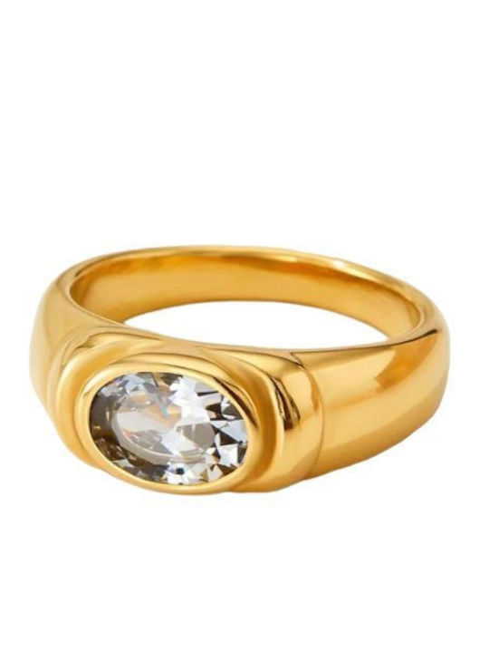 Women's Ring with Stones in Gold-Plated Steel