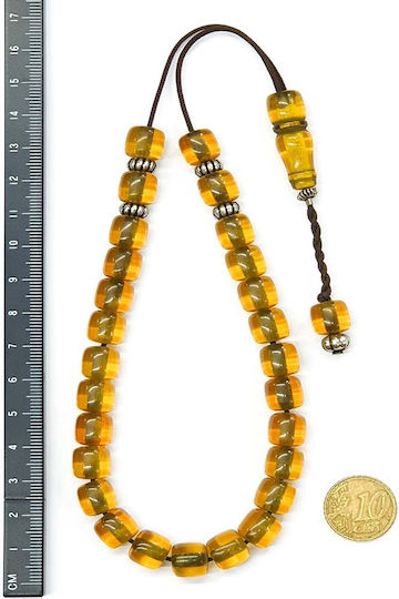 Roloi Komboloi Șirag de Mărgele de Rugăciune cu 21 de Mărgele din Rășină, Lungime 30 cm, Galben