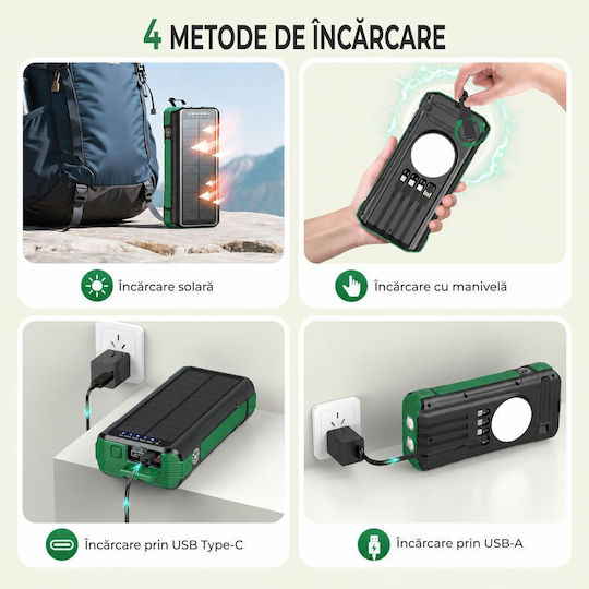 Linomag Ηλιακό Power Bank 40000mAh με 2 Θύρες USB-A και 2 Θύρες USB-C