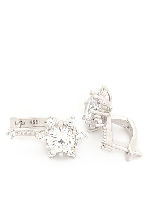 Silberne Damen-Hängeohrringe mit Blümchen und weißen Zirkonia Art. Nr. 110251
