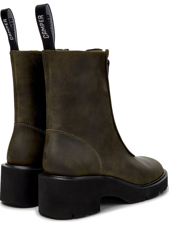 Milah Damen Lederstiefeletten Grün