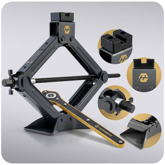Humberg Hand-Operated Scissor Jack with Lifting Height up to 39 cm and Load Capacity up to 2 Tons