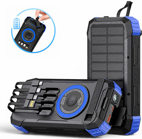 Linomag Ηλιακό Power Bank 20000mAh 22.5W με Θύρα USB-A και Θύρα USB-C Power Delivery Μπλε