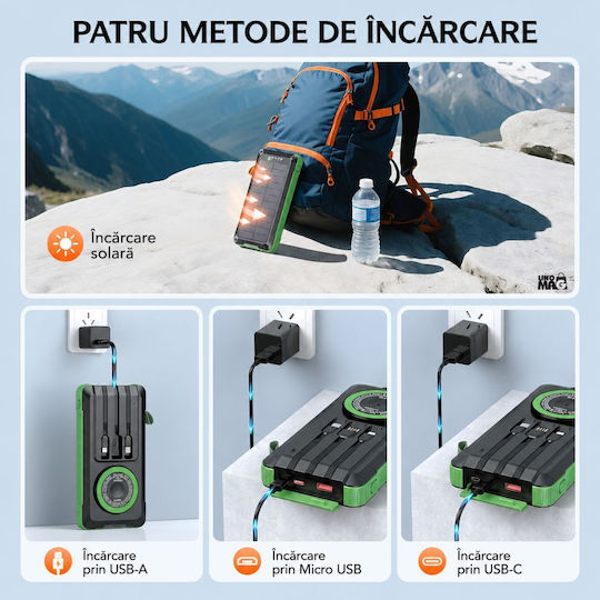 Linomag Ηλιακό MagSafe Power Bank 20000mAh 22.5W Power Delivery Πράσινο