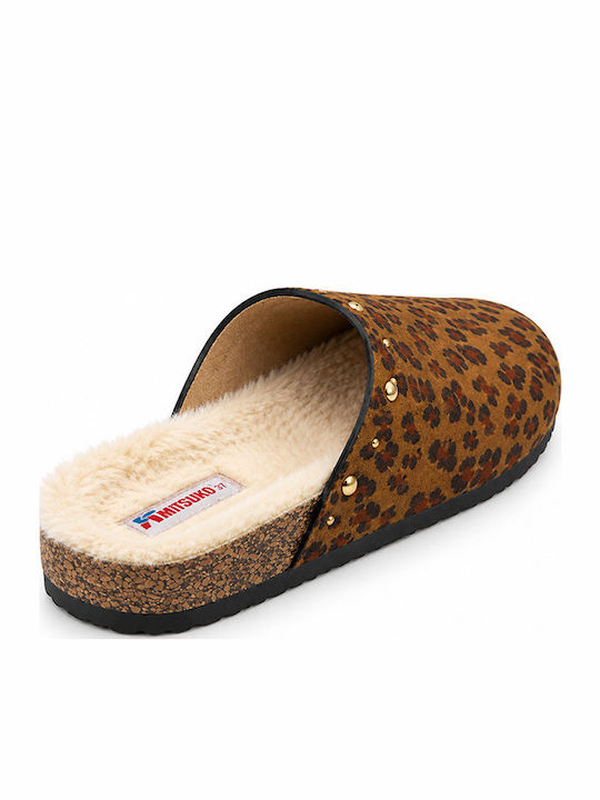 Suede Clogs Women's Slippers Leopard