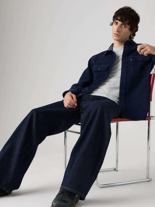 Classic Langarm-Cord-Overshirt in weiter Passform Navy Blazer