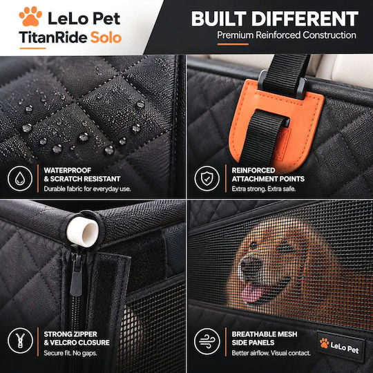 Lelo Pet – Premium Αδιάβροχο Κάλυμμα Καθίσματος Αυτοκινήτου για Σκύλο Μαύρο