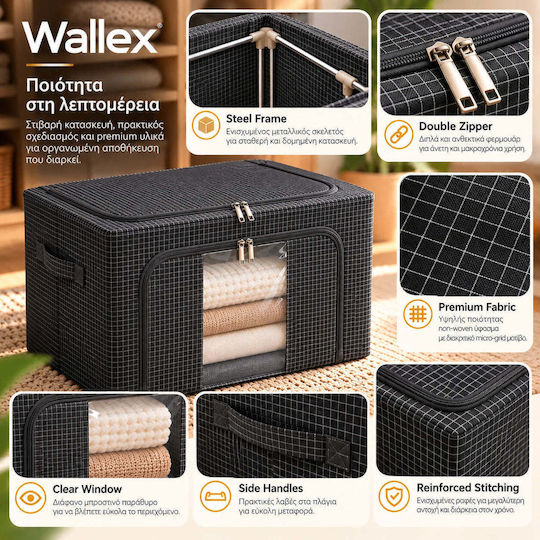 Wallex Cutie Textilă de Depozitare pentru Haine / Pătură/Pilotă / Costum / Palton / Cravate / Rochii / Lenjerie intimă / Șosete / Articole Tricotate / Cămașă / Curele / Genți de Culoare Neagră 60x42x40cm