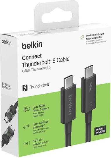 Belkin Video Kabel USB Typ-C männlich Thunderbolt 5 240W 1m INZ005HQ1MBK