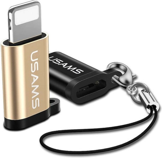 Usams US-SJ152 Μετατροπέας Lightning male σε micro USB female Χρυσό 1τμχ