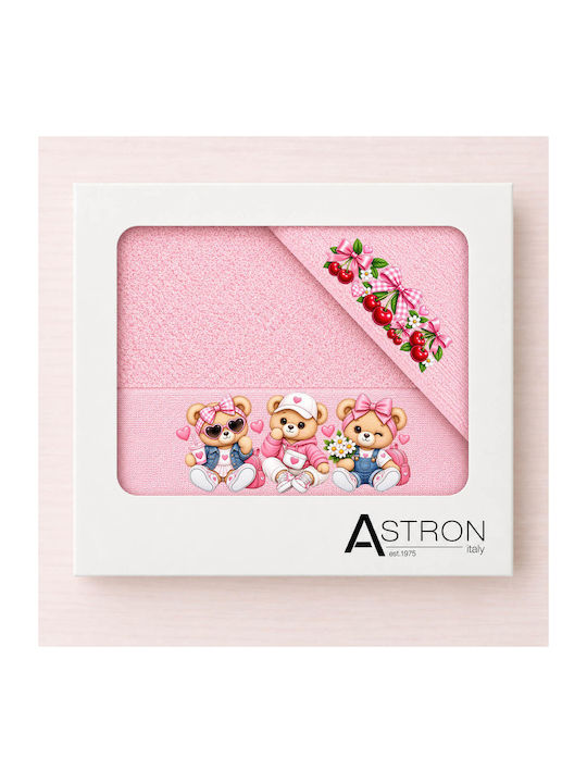Astron Italy Babyhandtuch-Set 2 Stück Rosa, Gewicht 500 g/m²