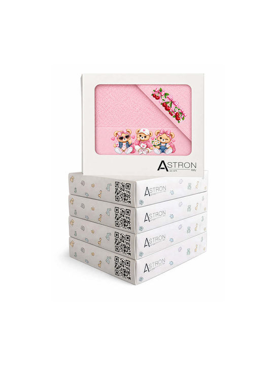 Astron Italy Babyhandtuch-Set 2 Stück Rosa, Gewicht 500 g/m²