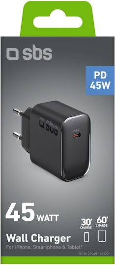 Încărcător de călătorie SBS PD 45W Negru