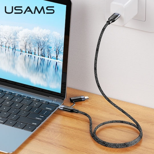 Usams Braided USB Type C to Lightning / Type-C Cable Μαύρο 1.2m (SJ403USB01)