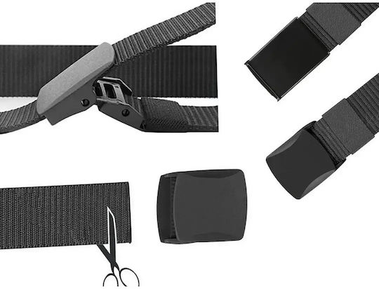 Στρατιωτική Ζώνη Ιμάντας 120 Cm Polyester Πλαστική Πόρπη – Μαύρη