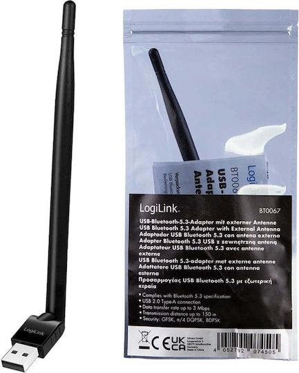 Logilink Bluetooth Adapter USB 2.0 Connection Up To 150 M Range Bluetooth V5.3 + EDR LED Indicator Built-In Antenna "BT0067" 0.18 Lei Green Stamp