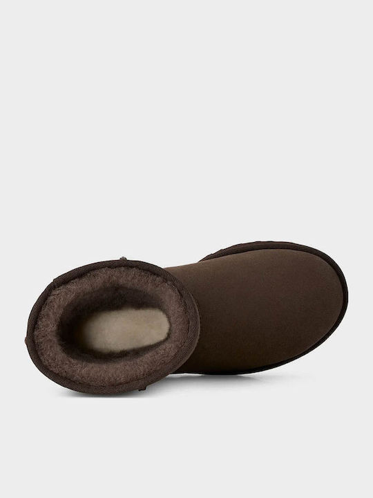Classic Short II Damenstiefel aus Wildleder mit Pelz, Braun