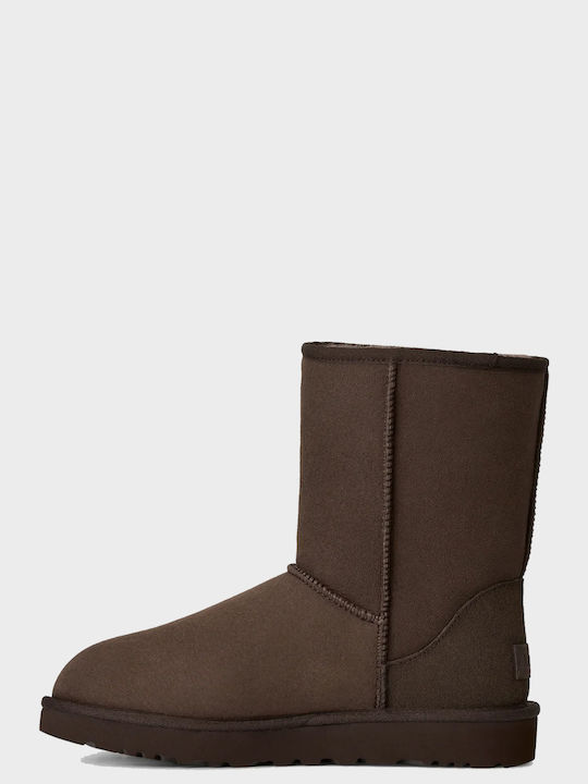 Classic Short II Damenstiefel aus Wildleder mit Pelz, Braun