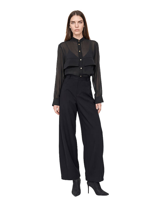 Damen Stoffhose mit Hohem Bund im Balloon-Schnitt Black