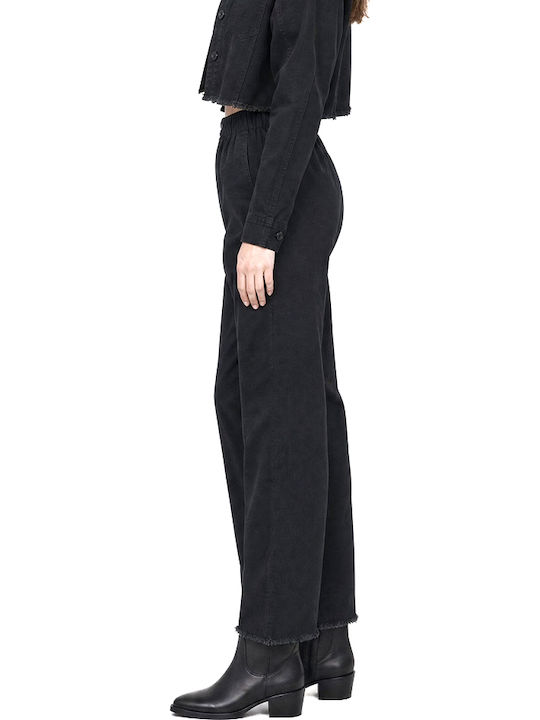 Damen-Stoffhose mit Gummizug Schwarz