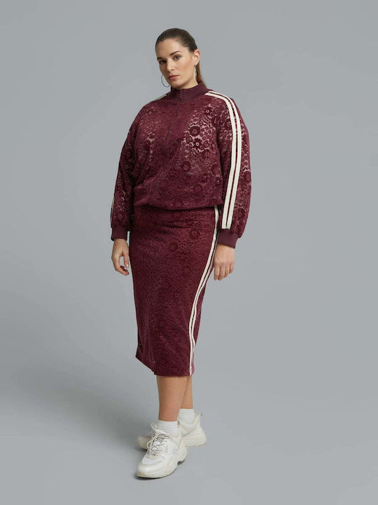 Pencil Midi Skirt Burgundy