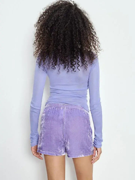 Massachusetts Summer Women's Cotton Long Sleeve Blouse Purple