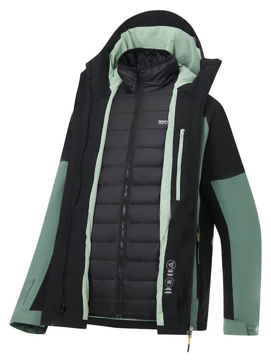 3-in-1 Winter Waterproof and Windproof Jacket Dark Forest Green Black