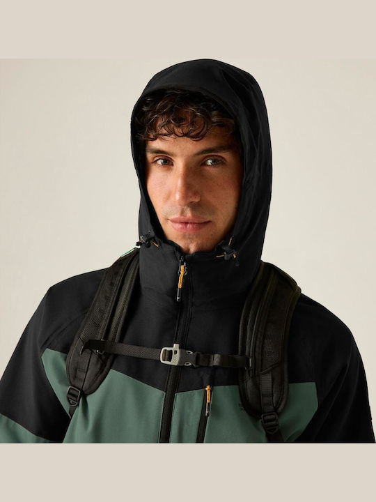 3-in-1 Winter Waterproof and Windproof Jacket Dark Forest Green Black