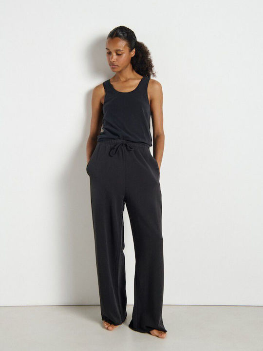 Women's Fabric Trousers in a Relaxed Fit Black
