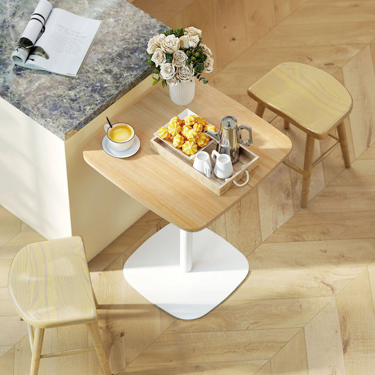 Square Wooden Dining Table with Metal Frame 60x60x75cm