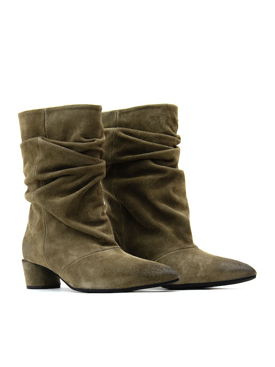Wildleder Damen Stiefeletten Khaki