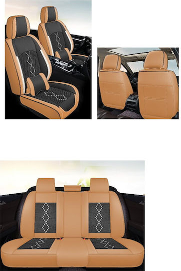 CarGuard Σετ Καλύμματα Αυτοκινήτου Δερματίνη Καφέ