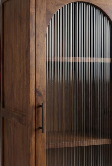 Standvitrine fürs Wohnzimmer aus Spanplatte in Natural mit Glas 55x35x150 cm