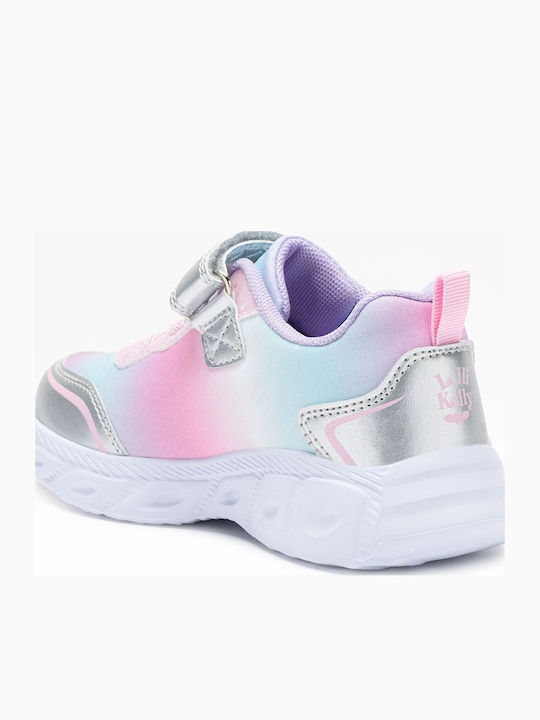 Kids Sneakers with Hoop & Loop Closure & Lights Pink