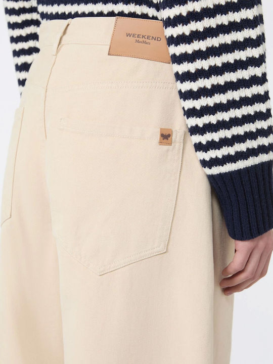 Women's Leather Trousers Ivory