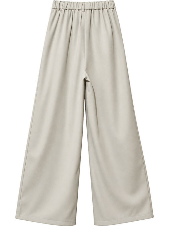 Pantaloni Largi de Damă cu Elastic Ivoire