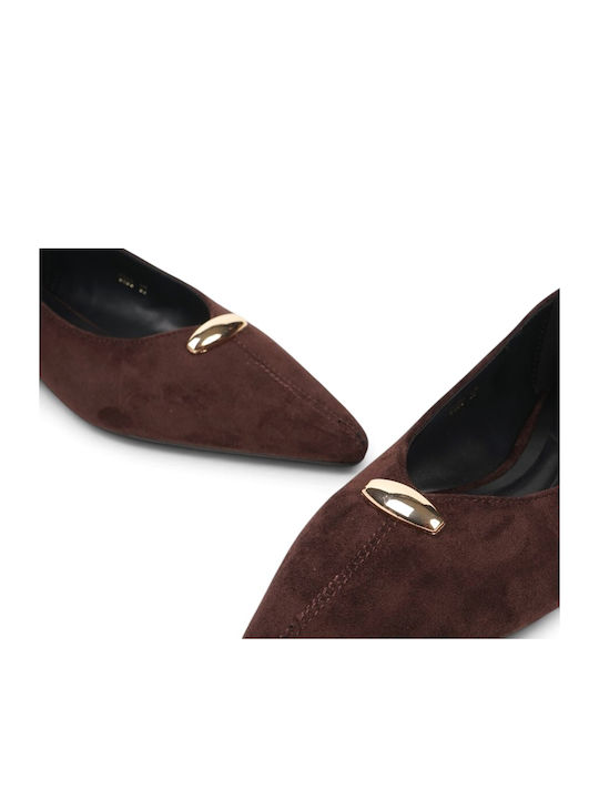 Super Mode Wildleder Damen Ballerinas Spitz zulaufend Braun