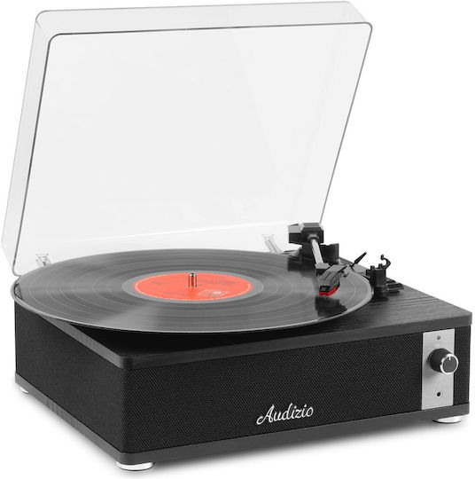 Audizio Irvine DJPIK311 Plattenspieler mit Riemenantrieb und Eingebauten Lautsprechern in Schwarz