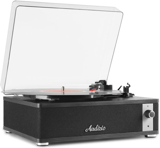 Audizio Irvine DJPIK311 Plattenspieler mit Riemenantrieb und Eingebauten Lautsprechern in Schwarz