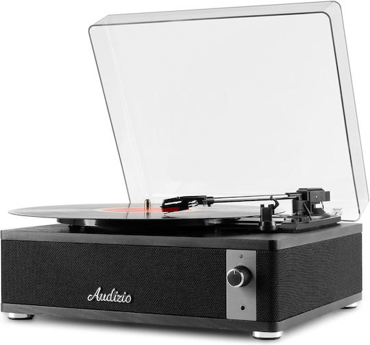 Audizio Irvine DJPIK311 Plattenspieler mit Riemenantrieb und Eingebauten Lautsprechern in Schwarz