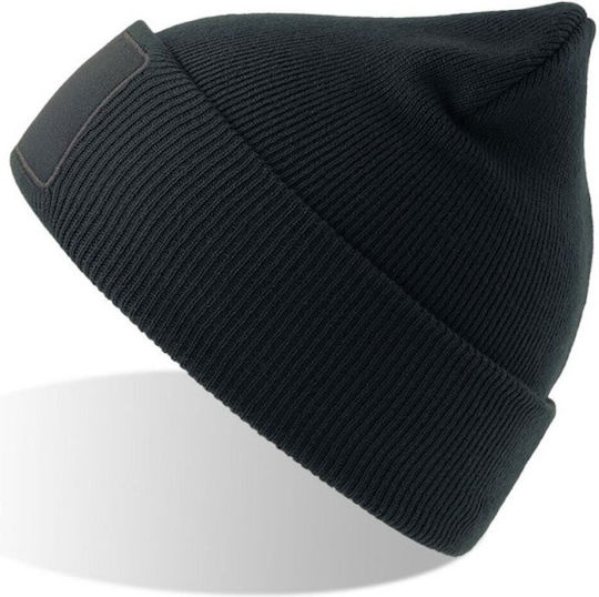 Căciulă Unisex cu Tricotaj Rib în Culoare Albastru Marin S-Wind cu Patch