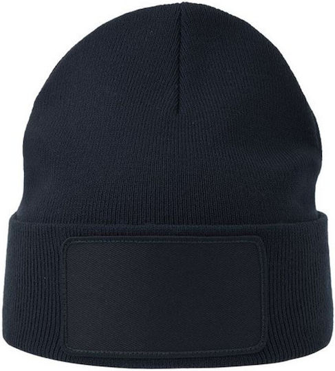 Căciulă Unisex cu Tricotaj Rib în Culoare Albastru Marin S-Wind cu Patch